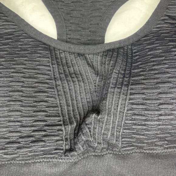 Balance Collection Large Sport Bra Black Ribbed Seamless Racerback Textured Knit - Picture 2 of 5